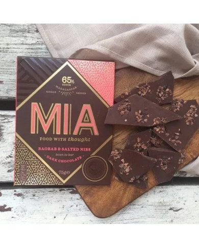 Baobab & Salted Nibs 65% Dark Chocolate VEGAN, FAIRTRADE