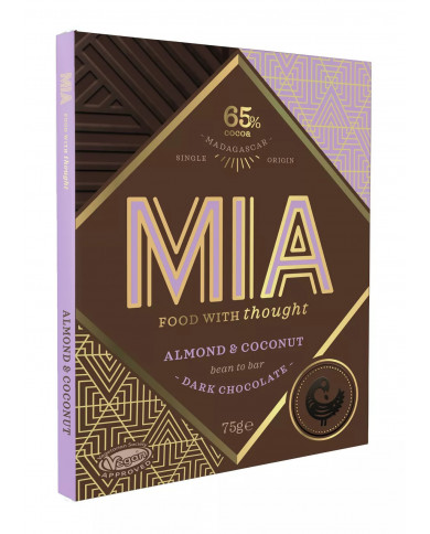 Slané mandle s kokosom v tmavej 65 % čokoláde VEGAN, FAIRTRADE