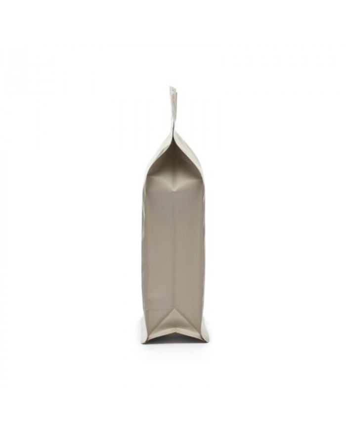 Bag with flat bottom with Zip and valve - beige matte