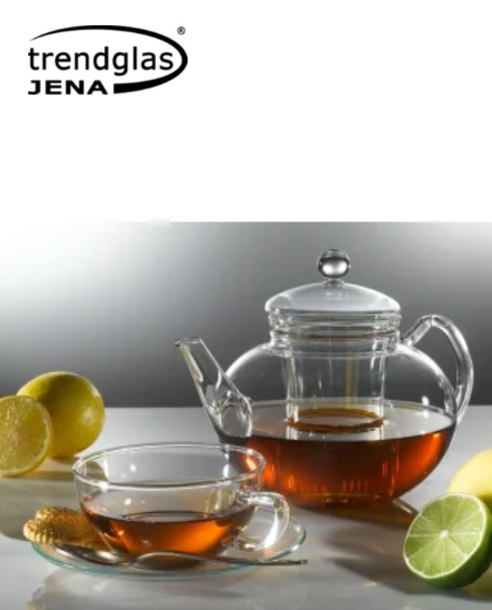 Set of glass cup with saucer Opus - 6 pieces