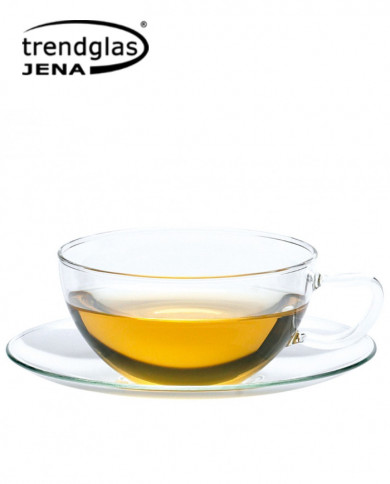 Set of glass cup with saucer Opus - 6 pieces