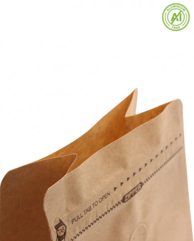 Block bottom bag brown Kraft paper with ZIP & valve