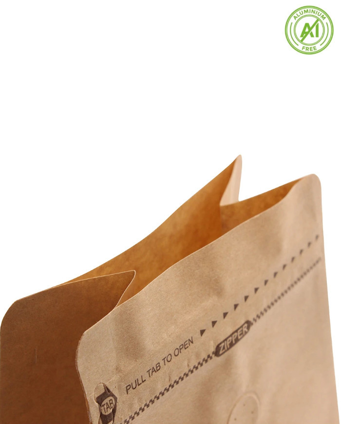 Block bottom bag brown Kraft paper with ZIP & valve
