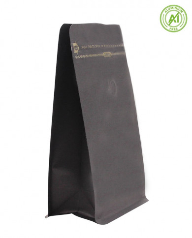 Block bottom bag black Kraft paper with ZIP & valve