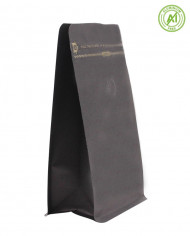 Block bottom bag black Kraft paper with ZIP & valve