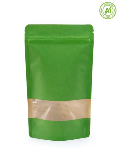 Doypack ZIP green kraft paper with window