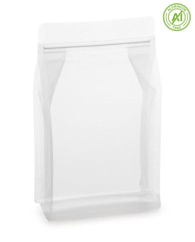 Block bottom bag clear with ZIP and valve