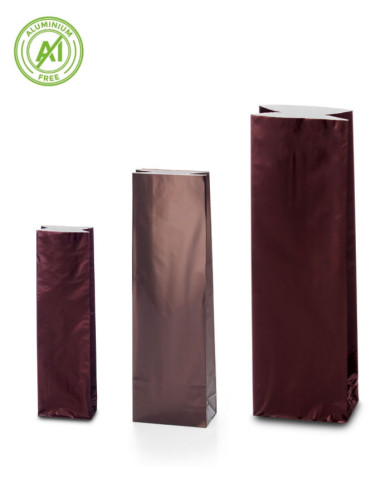 Block bottom bags classic glossy look - BROWN